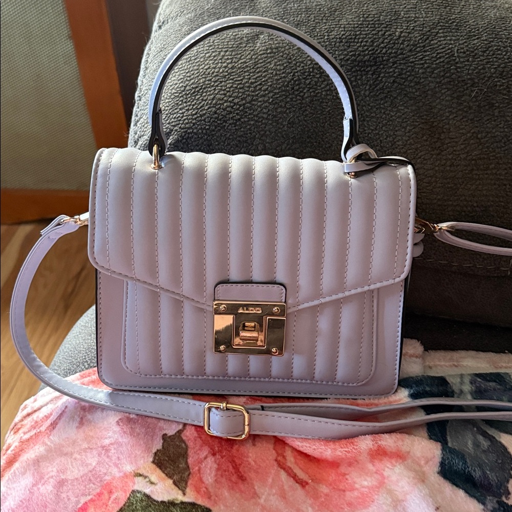 Aldo Lilac Quilted Handbag with Gold Accents